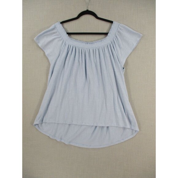 Lc Lauren Conrad Dusty Blue Plus Size Off Shoulder Flutter Sleeve Top Size - 2X - Picture 7 of 9